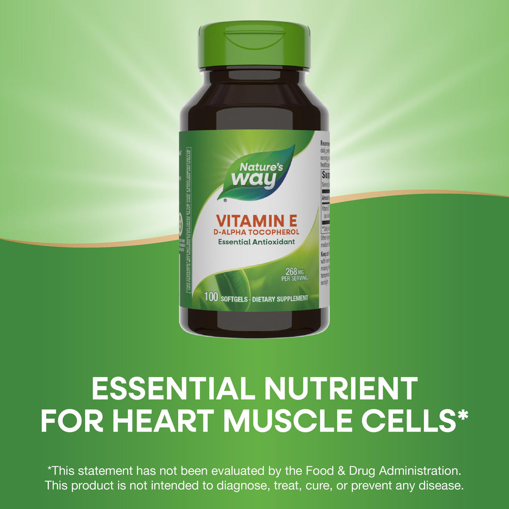 Visual emphasizing cardiovascular and immune support from Nature's Way Vitamin E.