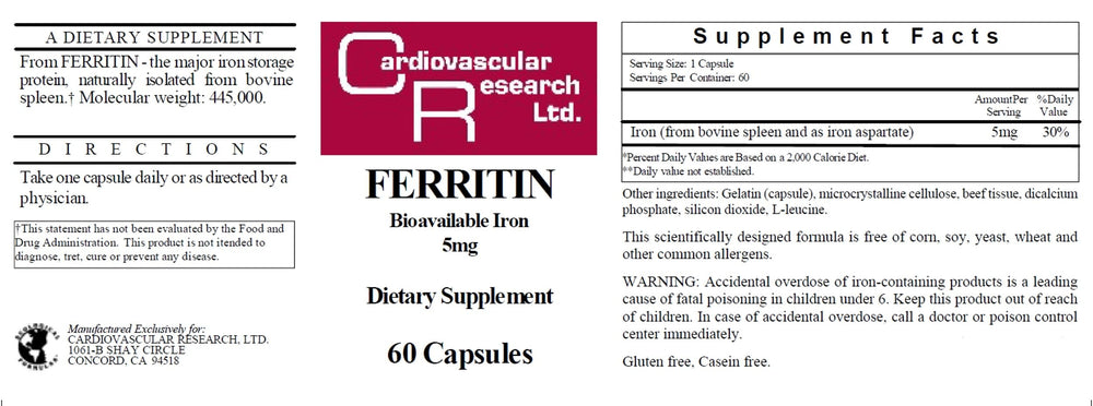 Cardiovascular Research Ferritin tamper-box emphasizes secure packaging.