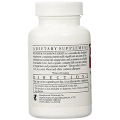 Cardiovascular Research Magnesium-Potassium Taurate bottle label highlights gluten-free and casein-free