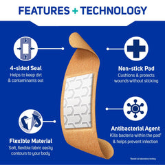 Care Science antibacterial feature highlighted in pack-shot for infection-prevention-ready first aid.