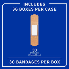 Pack of 36 Care Science bandages ready for home first aid.