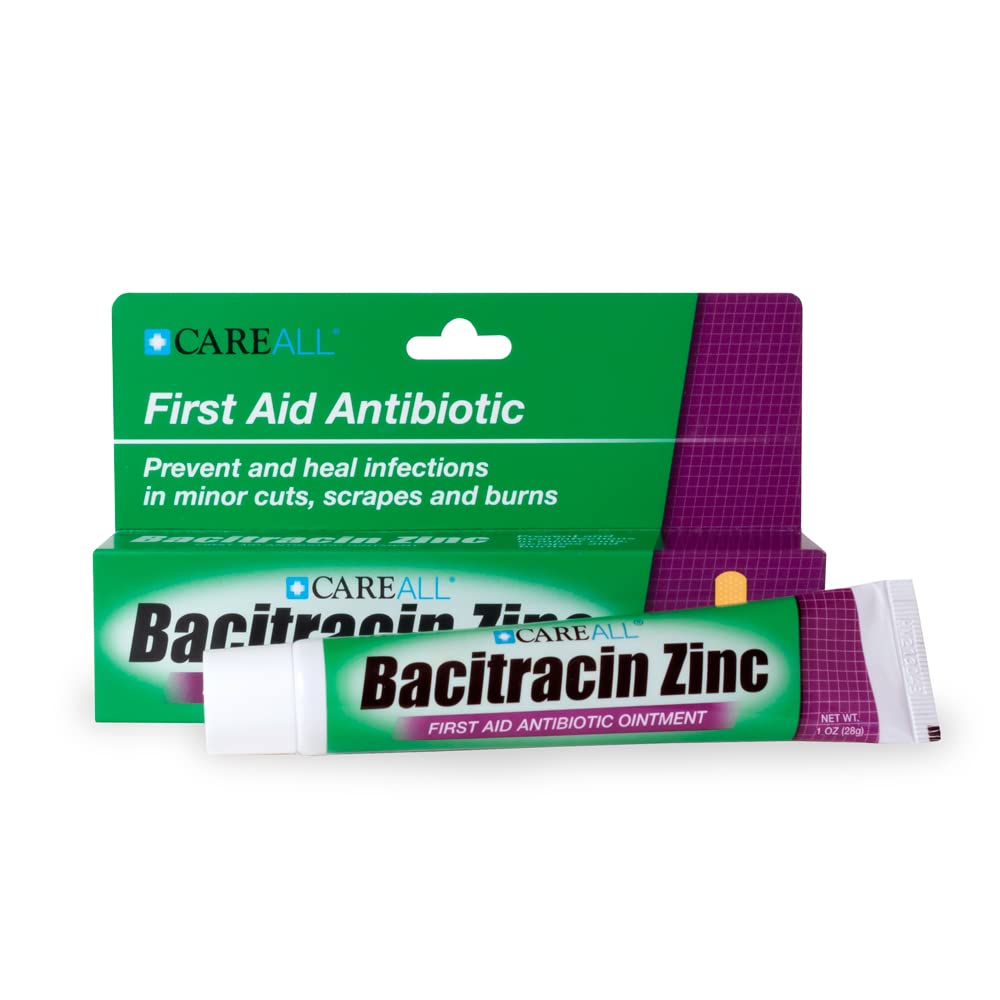 CareAll first aid kit setup with bacitracin zinc ointment for minor injuries