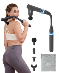 CareKing 3-in-1 massage gun back use for extended reach and targeted relief.