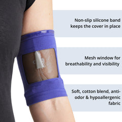 Care+Wear PICC Line Cover monitoring window close-up for easy visibility.