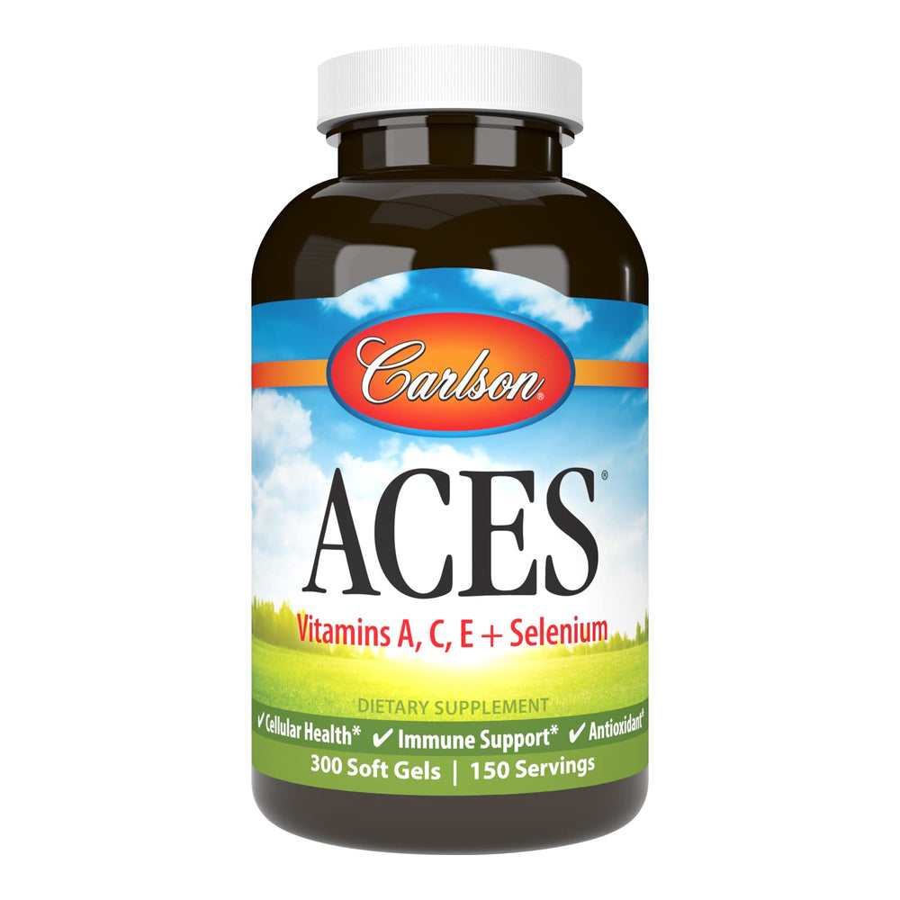 Carlson ACES softgels bottle demonstrating antioxidant vitamins for daily immune support