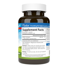 Carlson Acetyl L-Carnitine capsules pouring, highlighting smooth texture and on-the-go use.