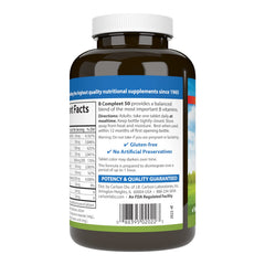 Carlson B Compleet 50 tablets closeup: compact daily B vitamin blend
