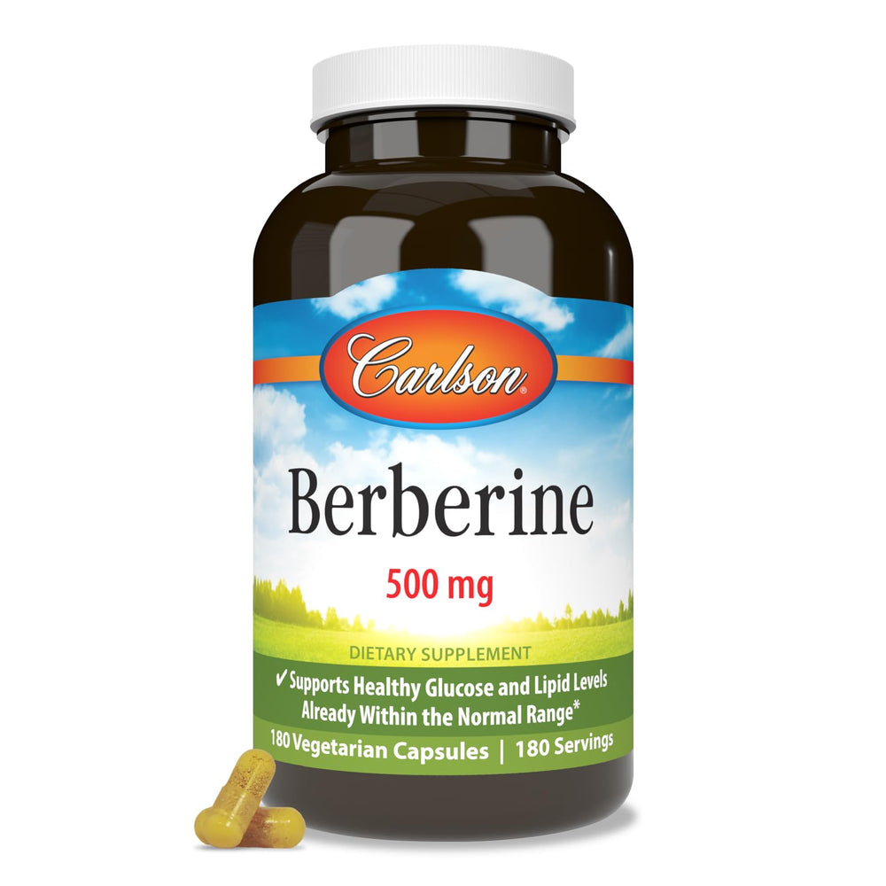 Carlson Berberine bottle front showcases lipid support potential