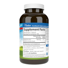 Carlson Berberine capsules close-up highlights 500 mg potency