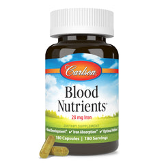 Carlson Blood Nutrients packaging front for trusted supplement quality