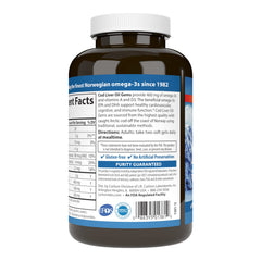 Carlson cod liver oil gems lemon softgels pack, compact for travel and daily routines