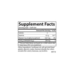 Carlson Co-Q10 label closeup showing 200 mg potency