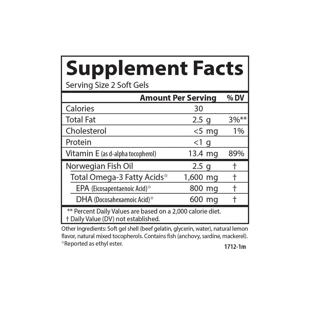 Carlson Elite Omega-3 Gems pour shot showing dosage guidance