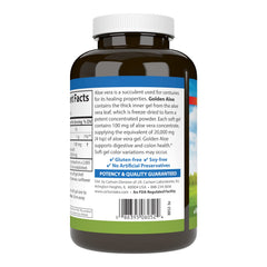 Carlson Golden Aloe bottle nutrition label showing 100 mg concentrate