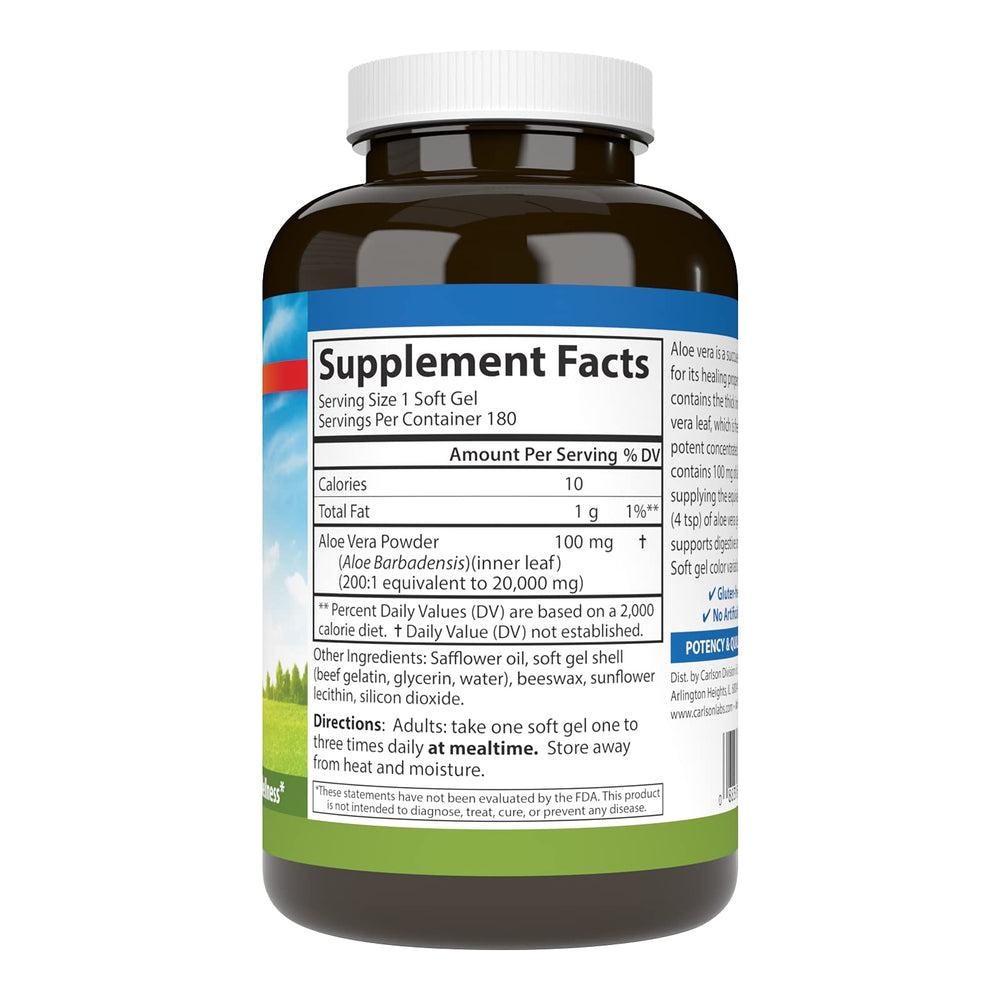 Carlson Golden Aloe softgels pack for convenient daily digestion