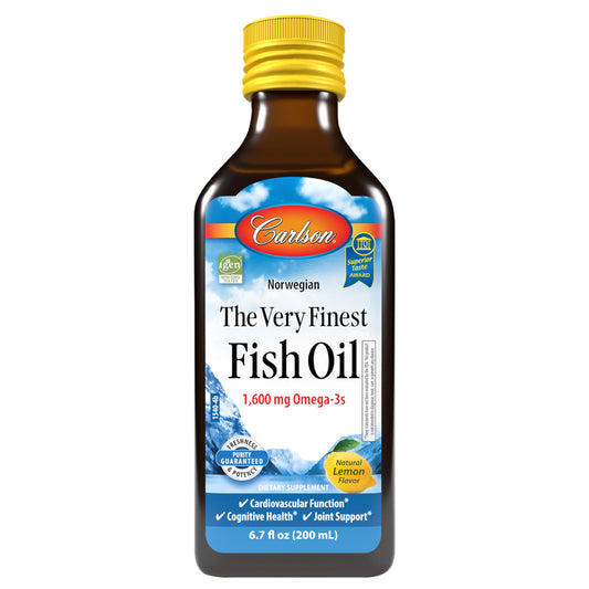 Carlson lemon bottle 200ml, convenient daily omega-3 source