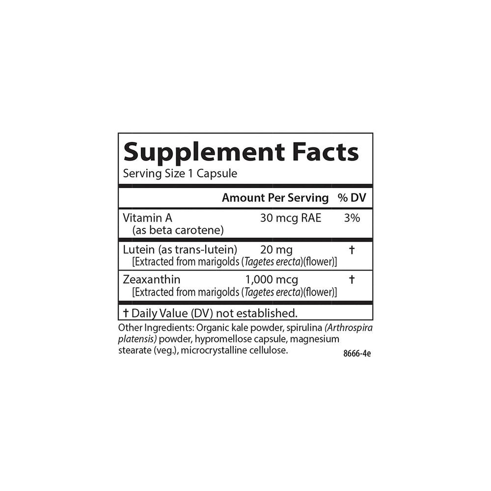 Capsule row of Carlson Lutein and Greens illustrating daily use for vision support.