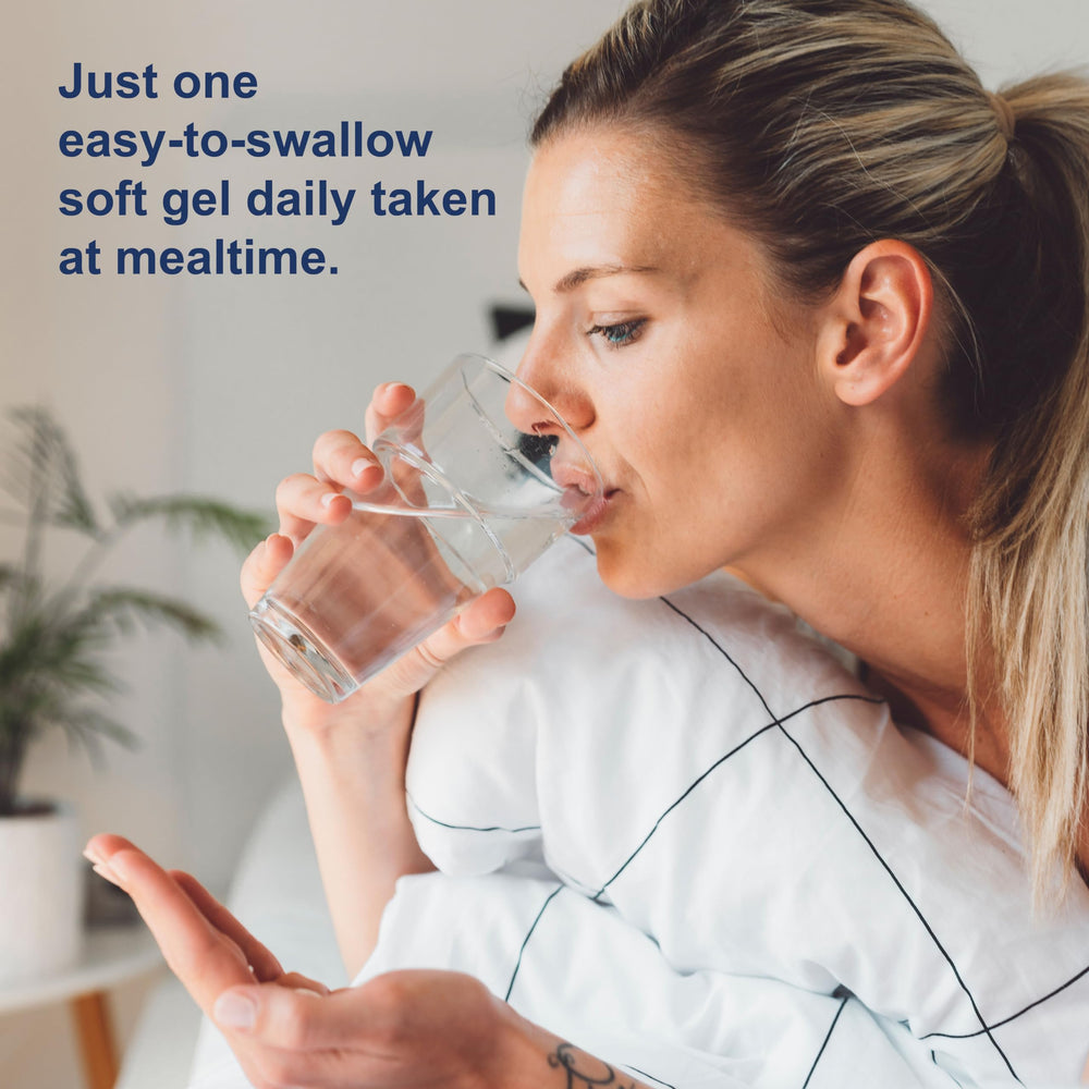 Carlson Magnesium Gels softgels dispensed on hand illustrating convenient daily use.