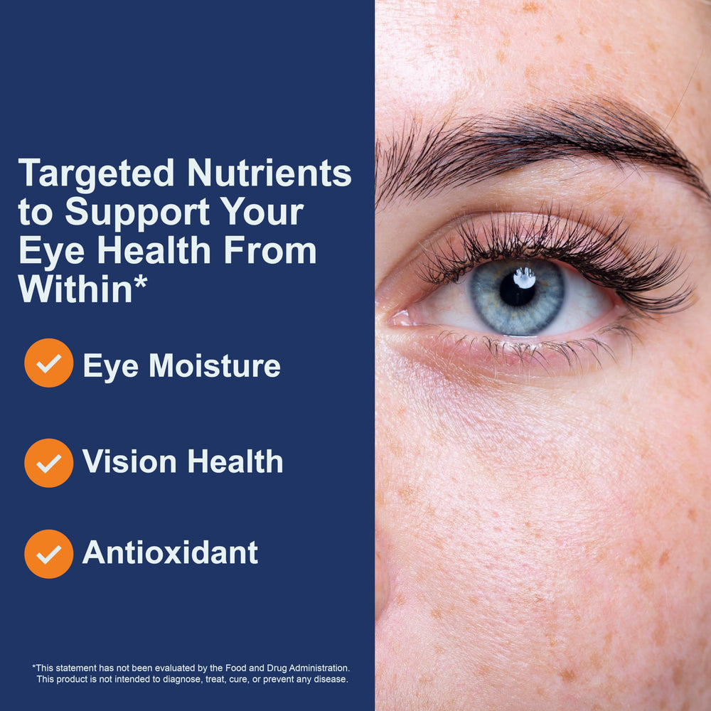 Carlson Moistur-eyes softgels inside bottle suggest convenient daily intake.