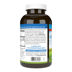 Carlson premium USA-made MSM bottle highlighting potency and quality.