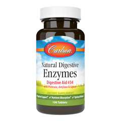 Carlson Digestive Enzymes 34 bottle with label, convenient daily support.