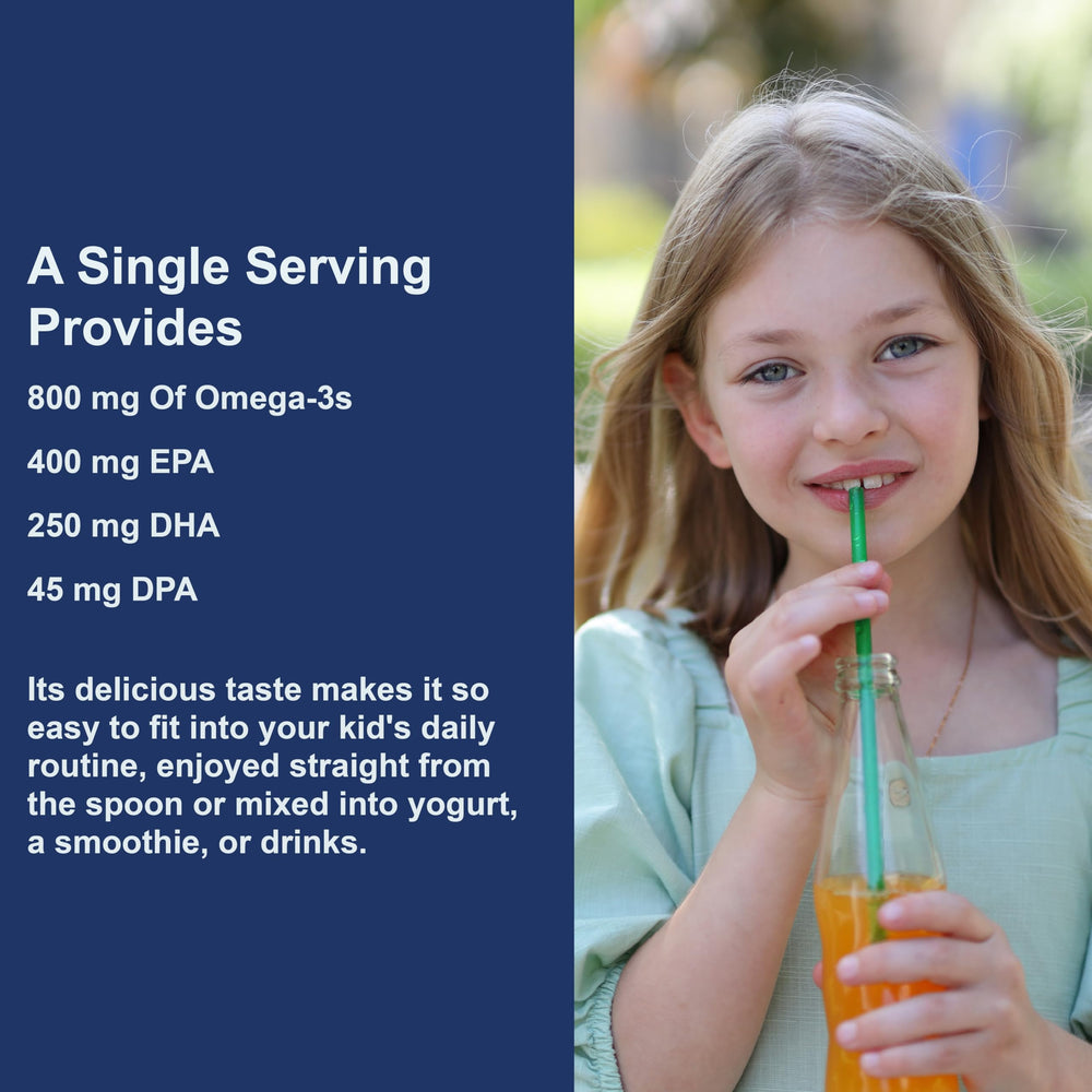 Carlson orange flavor label conveys pleasant taste for kids.