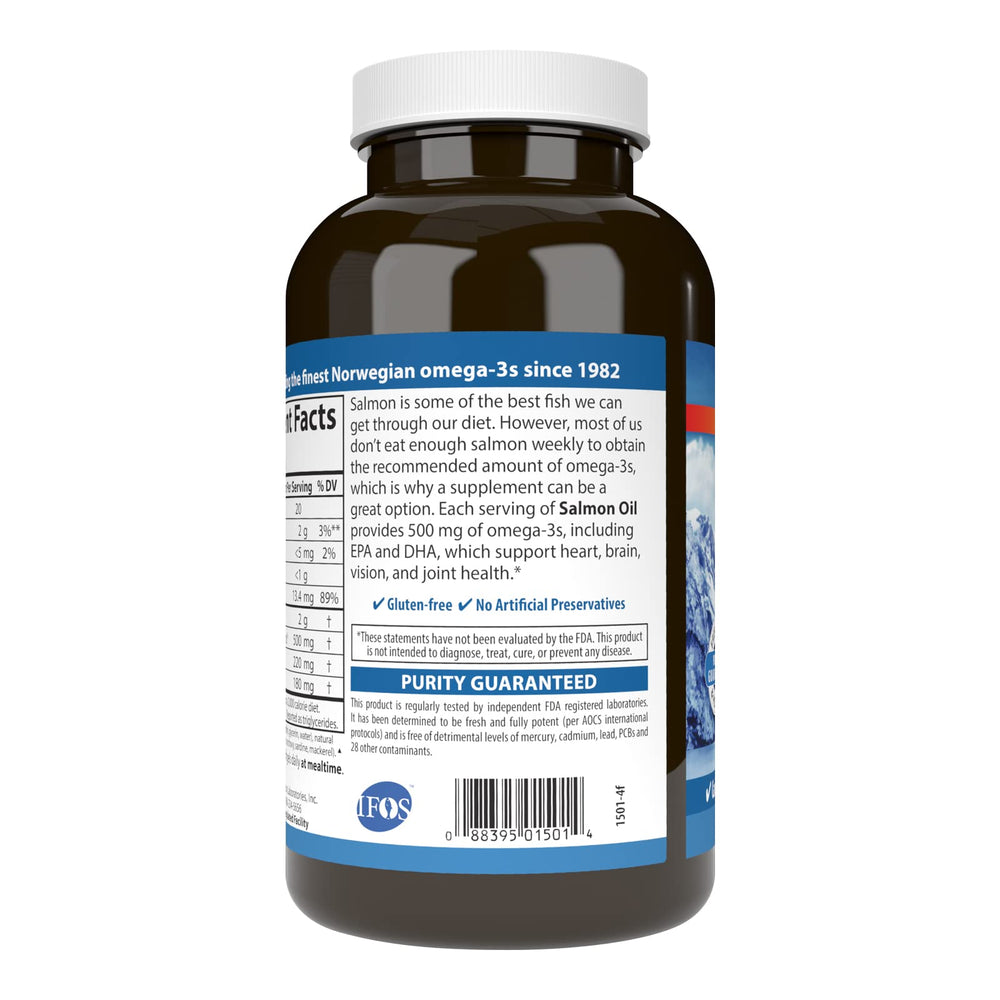 Carlson Salmon Oil wild-caught label highlighting sustainable sourcing