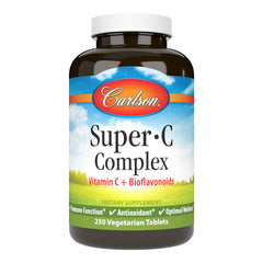 Carlson Super-C Complex bottle front highlighting vitamin C with citrus bioflavonoids for immune support