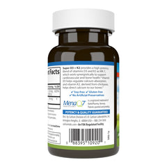 Carlson Super D3 + K2 dosage label detail highlights D3 and K2 amounts for informed choices.