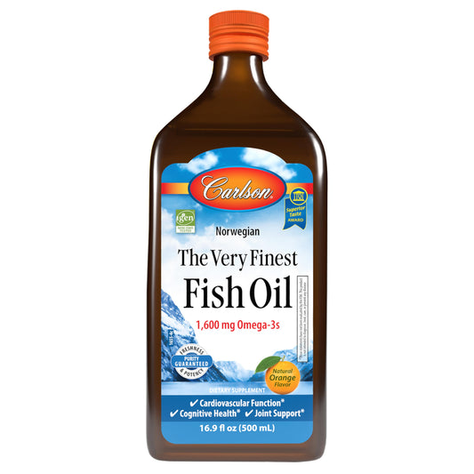 Carlson The Very Finest Fish Oil bottle may support heart and brain health
