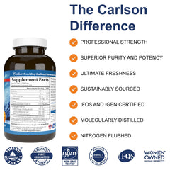 Carlson Very Finest Fish Oil bottle with orange softgels for convenient daily omega-3 intake.