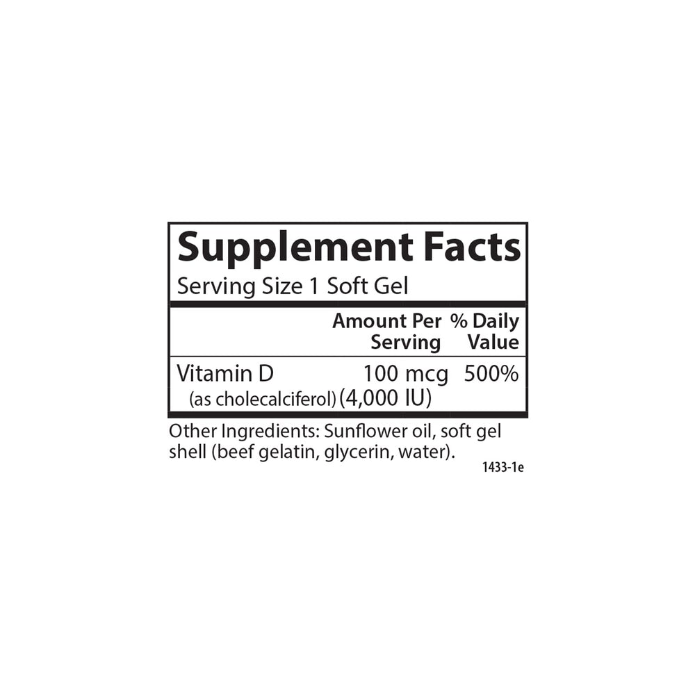 Carlson Vitamin D3 4000 IU softgels dispensed in hand for daily use.