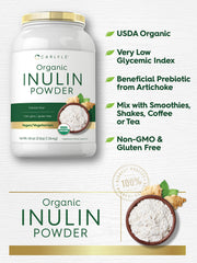 Carlyle Organic Inulin Powder jar; organic source with 3 g soluble fiber per serving.