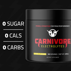 Carnivore Electrolytes lemon scoop highlights fast-dissolving hydration for workouts