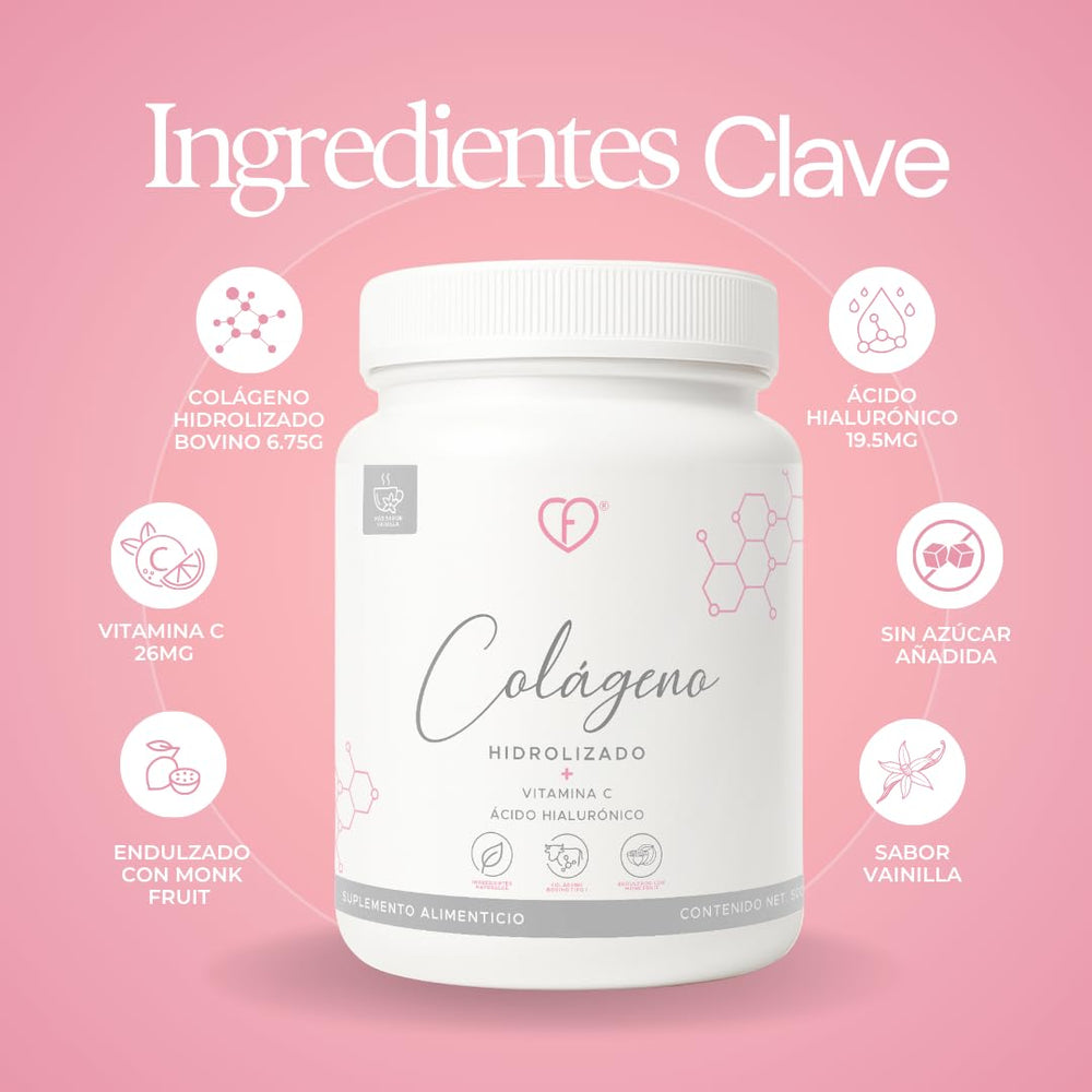 Caro FIT bottle close-up showing vitamin C and hyaluronic acid ingredients