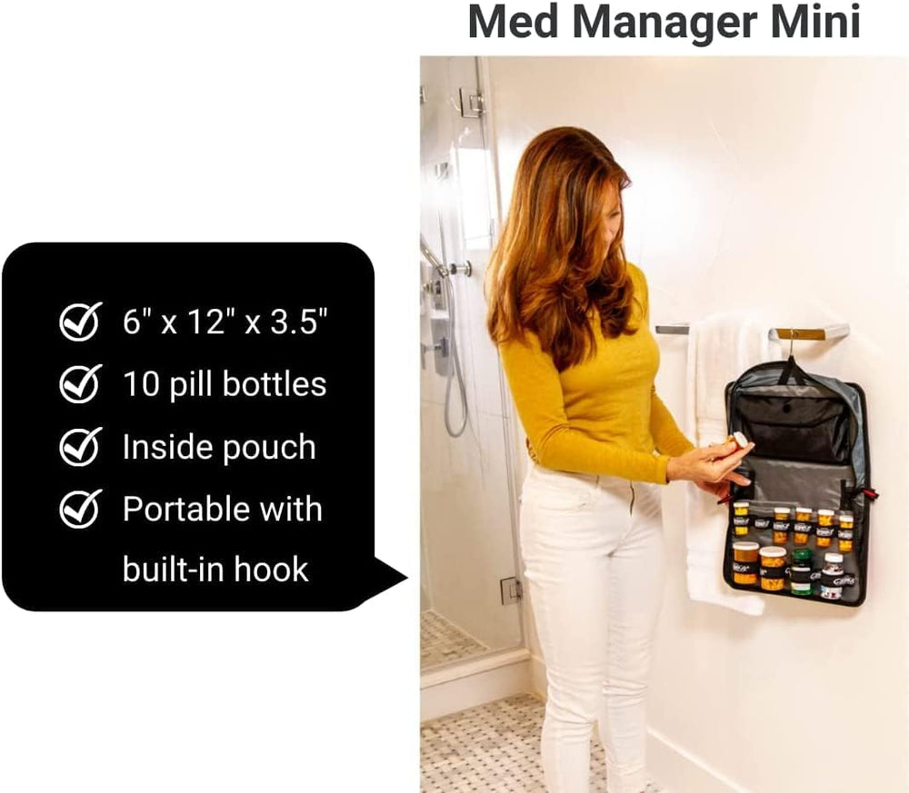 Case-It Med Manager built-in handle and shoulder strap enhance portability.