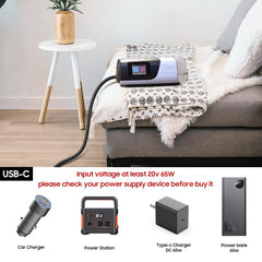 Casimy PD USB-C 20V to 24V CPAP backup cable in use with battery