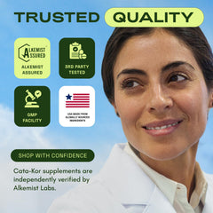 Cata-Kor NAD Core label close-up showing liposomal NAD+ technology
