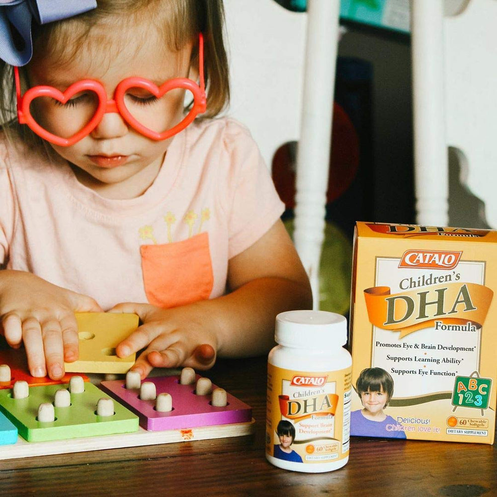 CATALO serving directions illustrated for ages 6 months to 3 years and 4+.