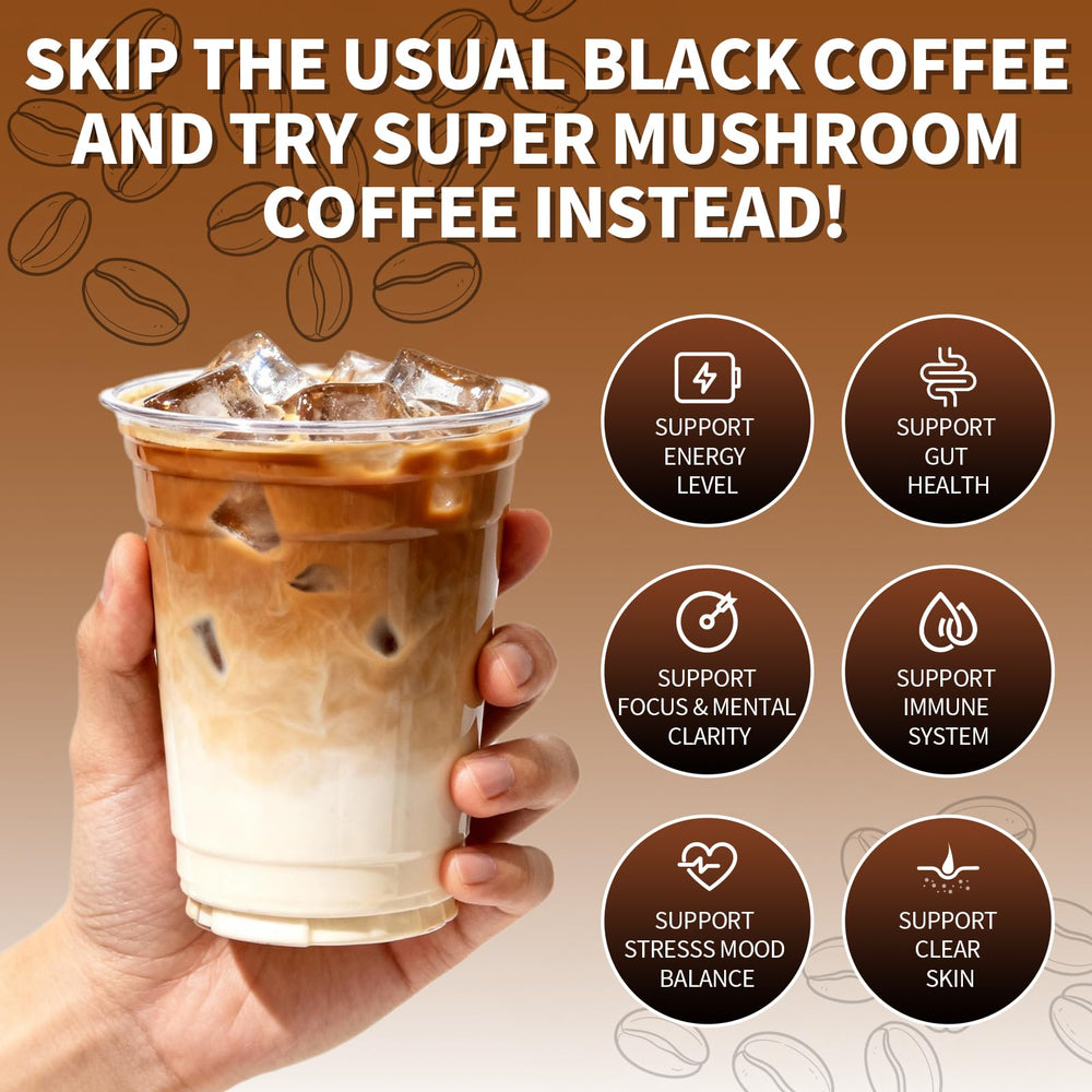 Catfit Instant Mushroom Coffee powder stirred into milk for creamy energy.