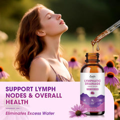 Catfit Lymphatic Drainage Drops ingredients visual featuring echinacea and elderberry.