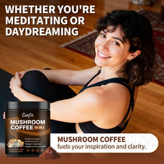 Catfit mushroom coffee powder jar with scoop ready to pour.