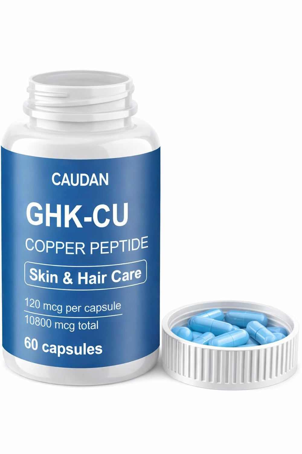 CAUDAN GHK-Cu capsules integrated into daily routine for skin and hair support.