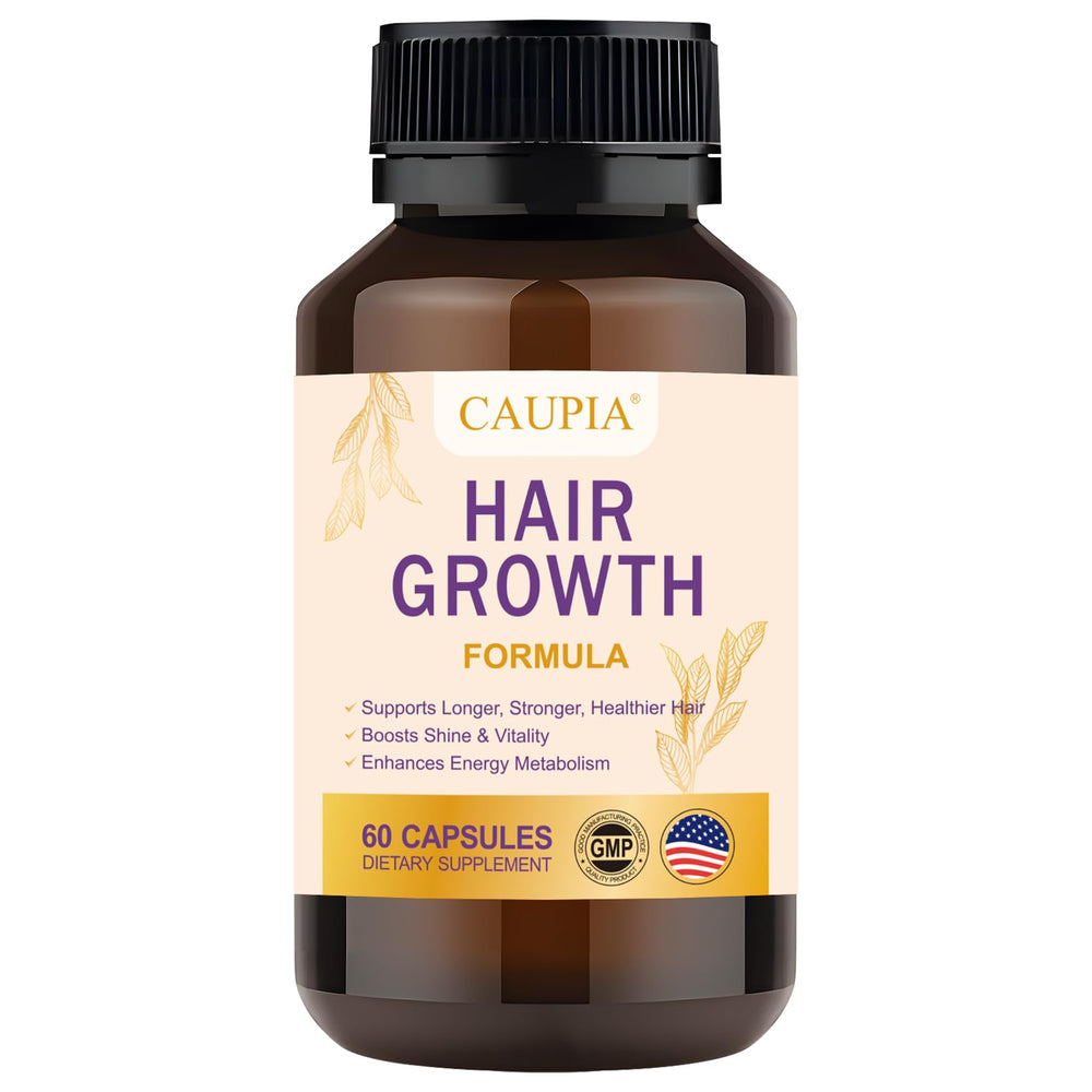 CAUPIA Hair Energy capsule bottle closeup for daily scalp support.