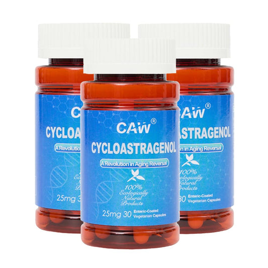 CAW Telomere Support bottle with enteric coating for stomach-safe delivery