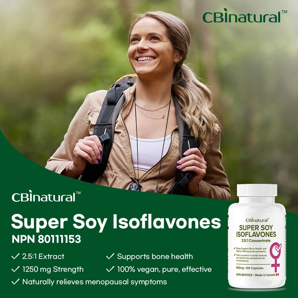 CBI Natural Soy Isoflavones capsules in bottle for daily routine