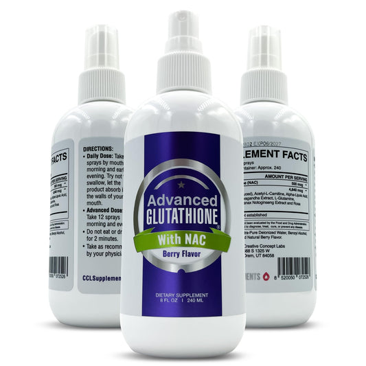 CCL Supplements liquid liposomal glutathione spray bottle for on the go.