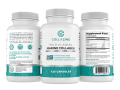 C COLLAZING Alaskan marine collagen bottle supports skin and joints.