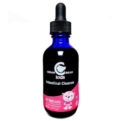 Cedar Bear Intestinal Cleanse for Kids bottle shown for gentle, kid-friendly dosing