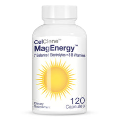 CELCLENE MagEnergy bottle pours 7 electrolytes for hydration during workouts.